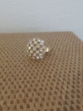 Guess Gold Dome Statement Ring with Brilliant Crystal Accents